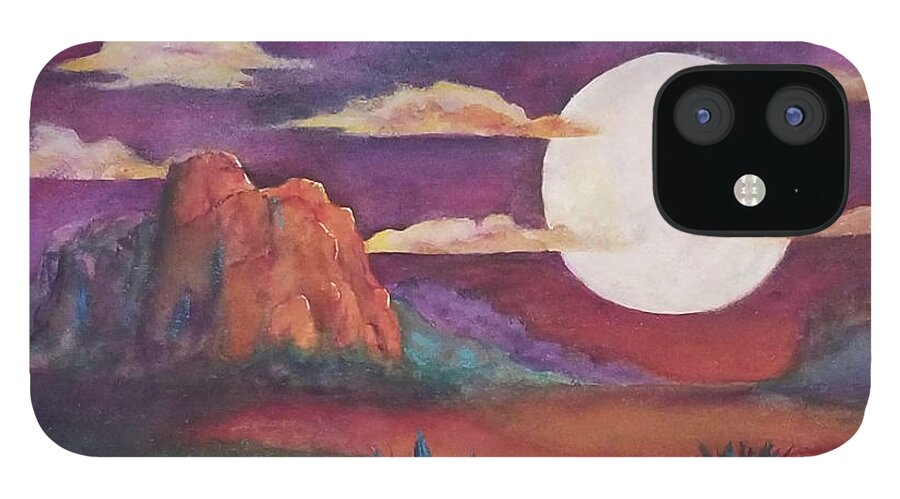 Landscape iPhone 12 Case featuring the mixed media Agave Moon by Terry Ann Morris