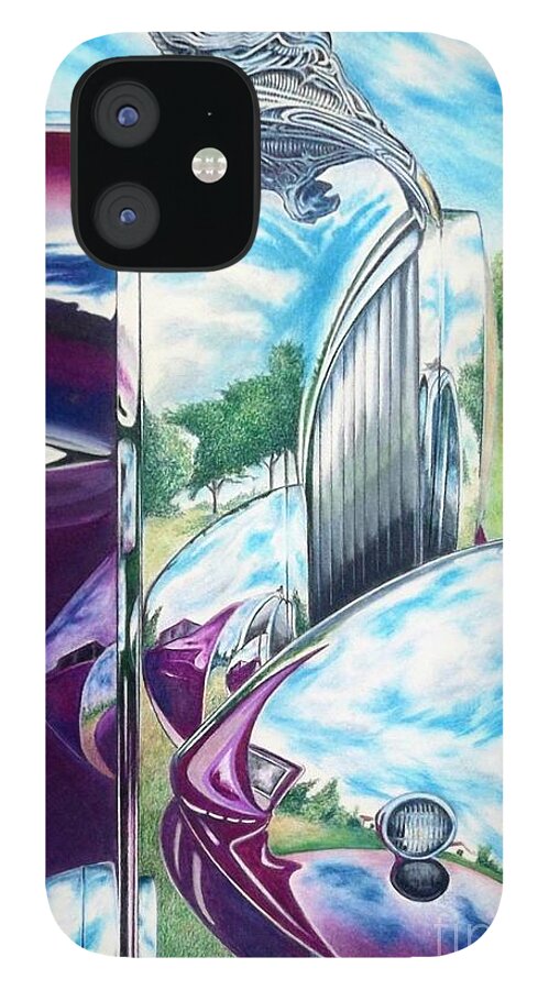 Colored Pencil Fine Art iPhone 12 Case featuring the drawing Aged Elegance by David Neace