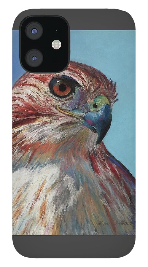 Bird Of Prey iPhone 12 Case featuring the pastel An Eye on You by Lyn DeLano