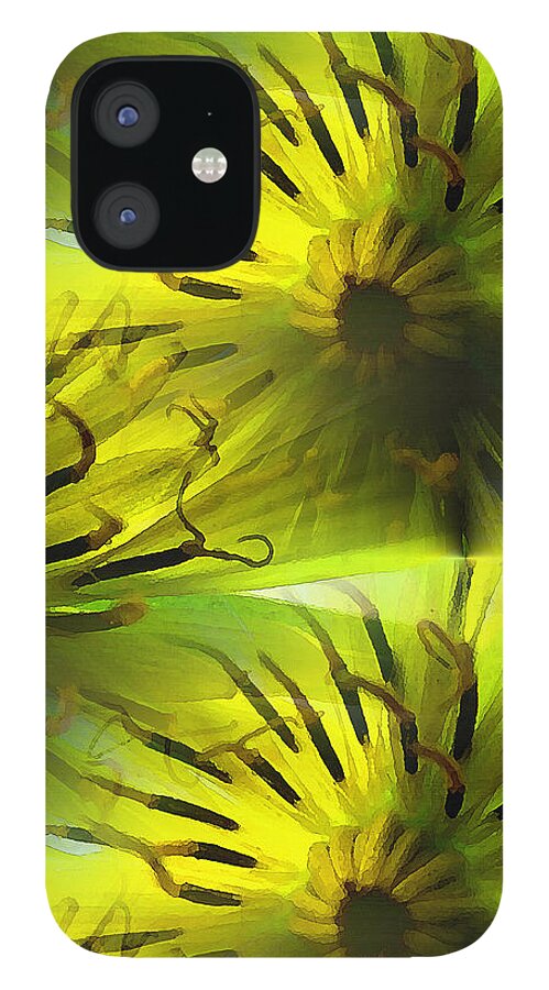 Nature iPhone 12 Case featuring the mixed media Inside a Yellow Goatsbeard by Shelli Fitzpatrick
