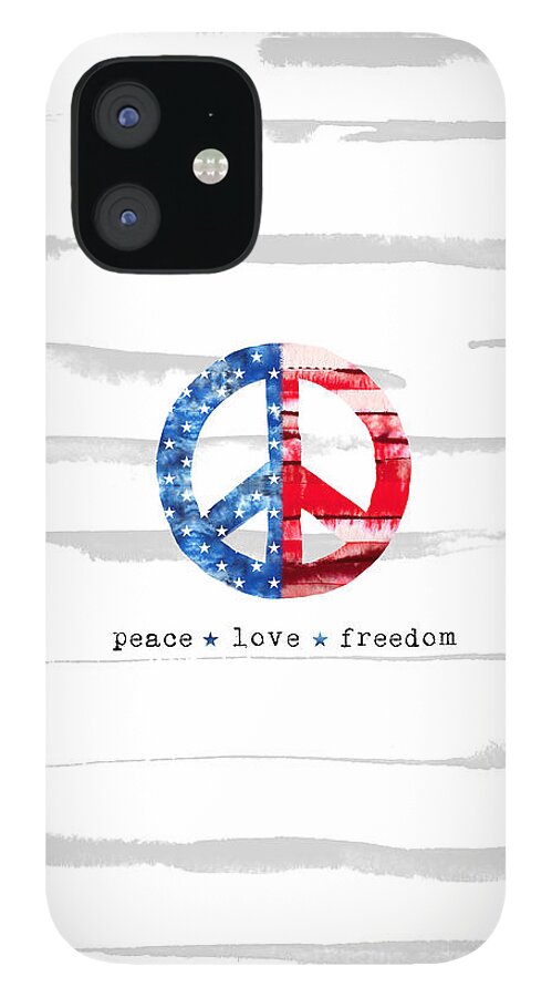 Peace iPhone 12 Case featuring the painting Peace Love Freedom - Art by Jen Montgomery by Jen Montgomery
