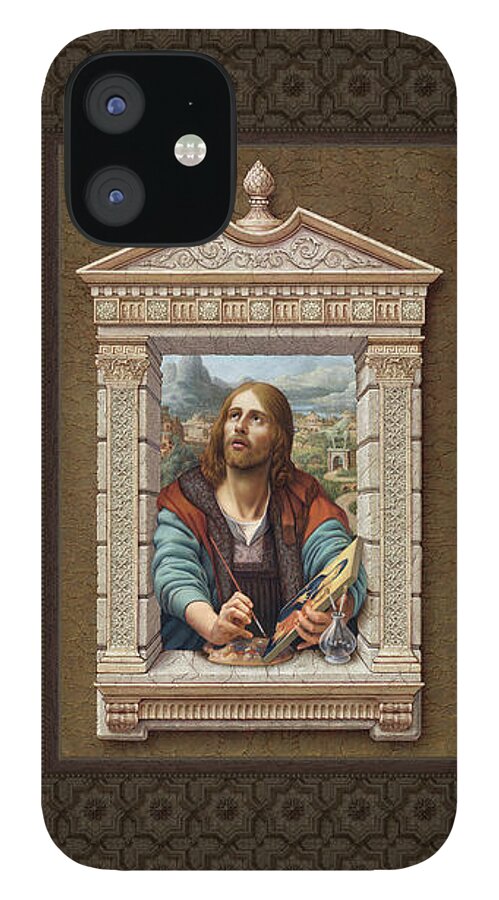Christian Art iPhone 12 Case featuring the painting St. Luke 2 by Kurt Wenner