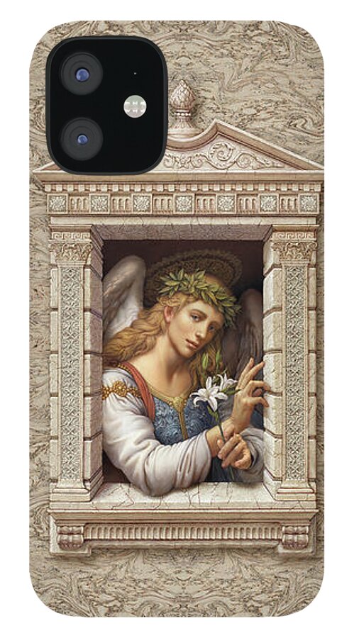 Christian Art iPhone 12 Case featuring the painting Archangel Gabriel by Kurt Wenner