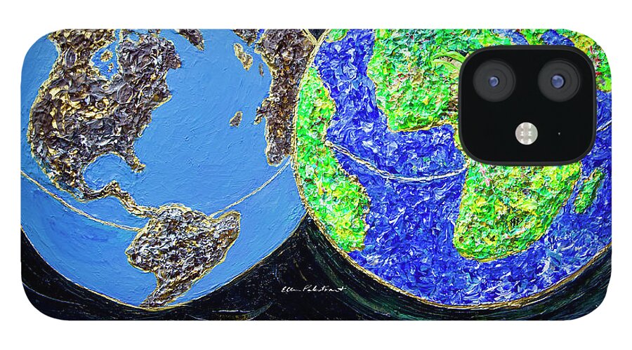 Wall Art iPhone 12 Case featuring the painting Our Earth Our Choice - Horitzontal by Ellen Palestrant