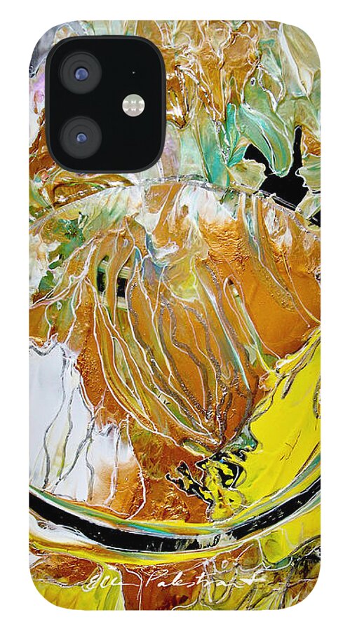 Wall Art iPhone 12 Case featuring the painting Two Sphericals Hobnobbing - Vertical by Ellen Palestrant