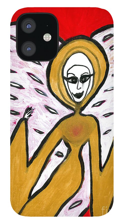 Assatrea iPhone 12 Case featuring the painting Assatrea Angel of Nurturing by Victoria Mary Clarke