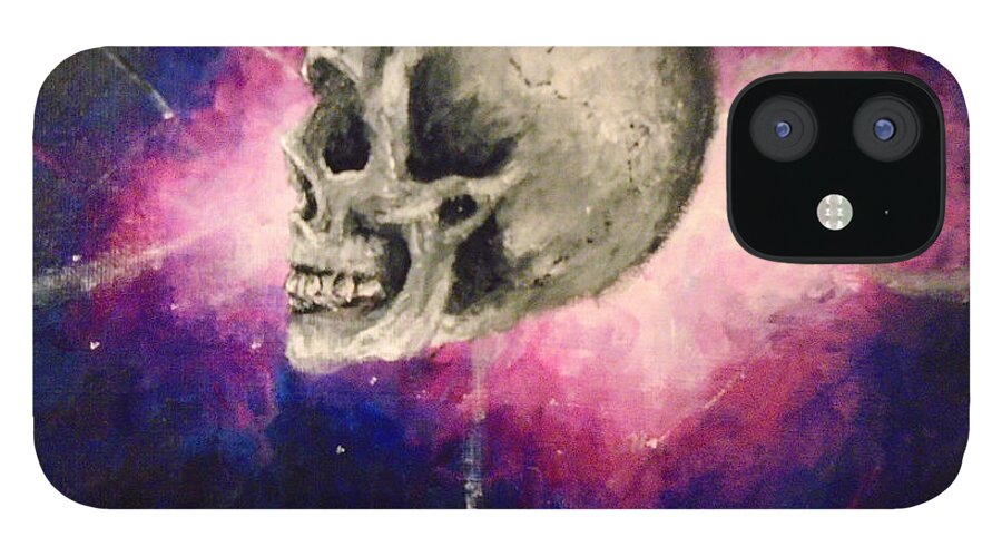 Skull iPhone 12 Case featuring the painting Astral Projections by Jen Shearer