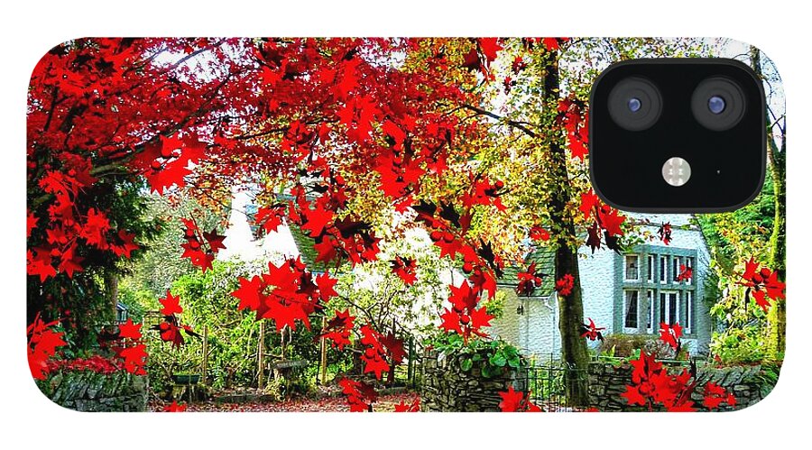 Digital Autumn England Grasmere Seasons Fall iPhone 12 Case featuring the digital art Autumn in Grasmere by Bob Shimer
