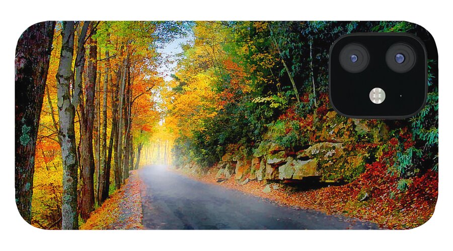 Photo iPhone 12 Case featuring the mixed media Autumn Road by Anthony M Davis