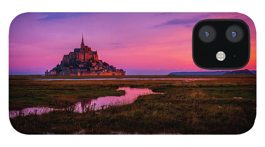 City iPhone 12 Case featuring the photograph Autumn Sunrise Glow of Mont Saint Michel by Kevin McClish