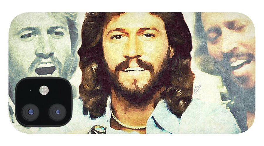 Bee Gees iPhone 12 Case featuring the painting Barry Gibb by Mark Baranowski