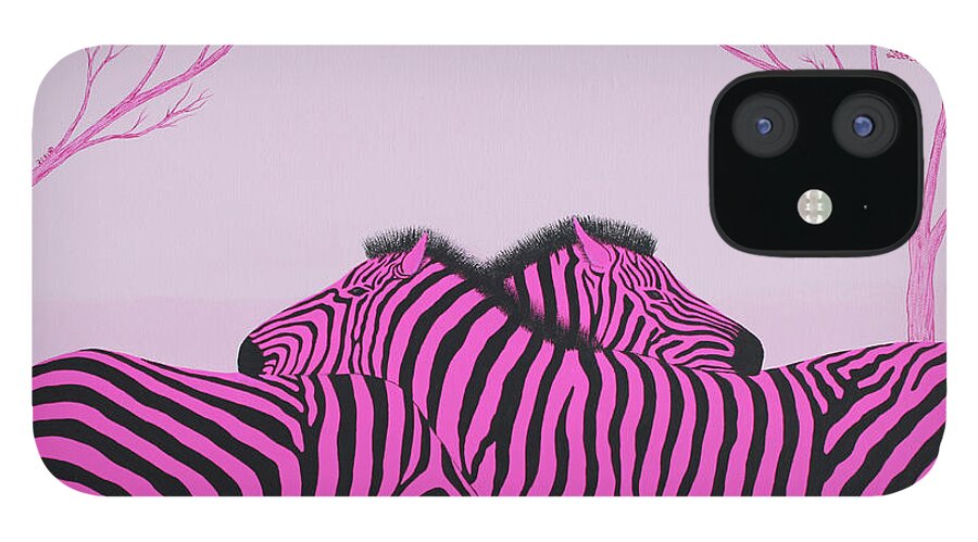 Fuchsia iPhone 12 Case featuring the painting Be Mine by Doug Miller