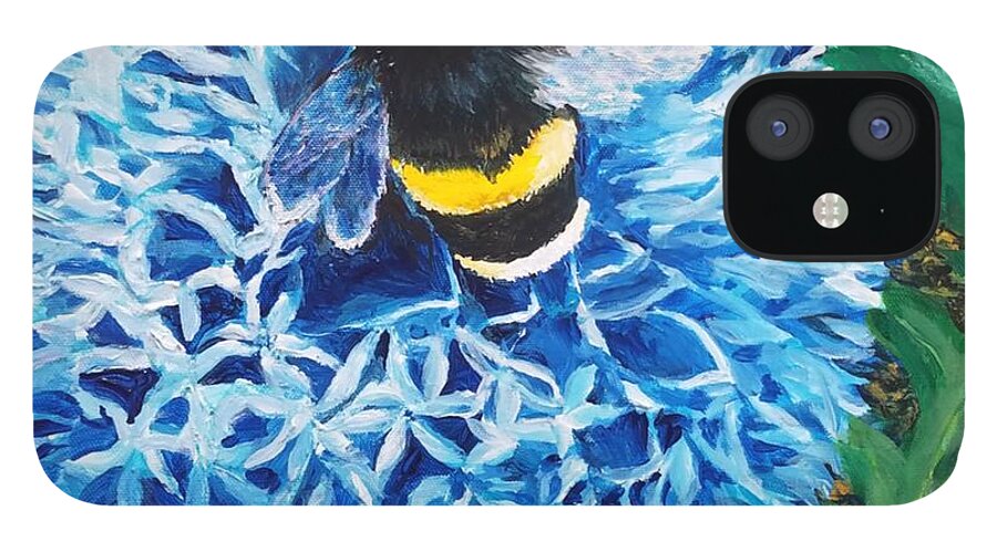 Flower iPhone 12 Case featuring the painting Bee Prepared by Merana Cadorette