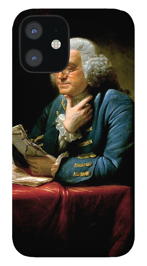 Benjamin Franklin iPhone 12 Case featuring the painting Ben Franklin by War Is Hell Store
