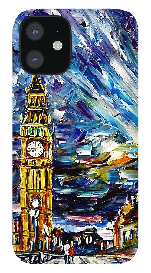 London In The Evening iPhone 12 Case featuring the painting Big Ben by Mirek Kuzniar