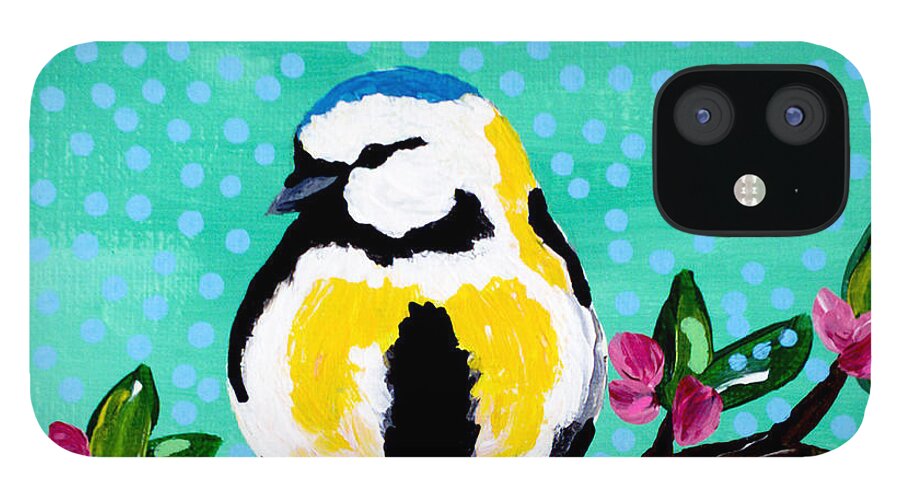 Bird iPhone 12 Case featuring the painting Bird Teal by Beth Ann Scott