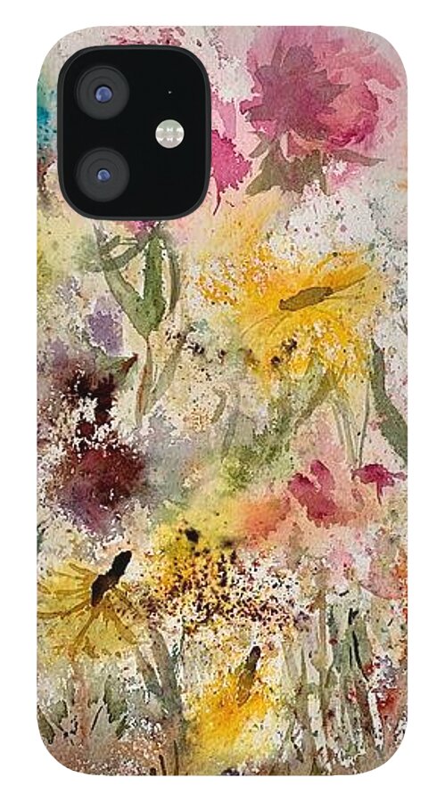 Meadow iPhone 12 Case featuring the painting Blissful Meadow by Liana Yarckin
