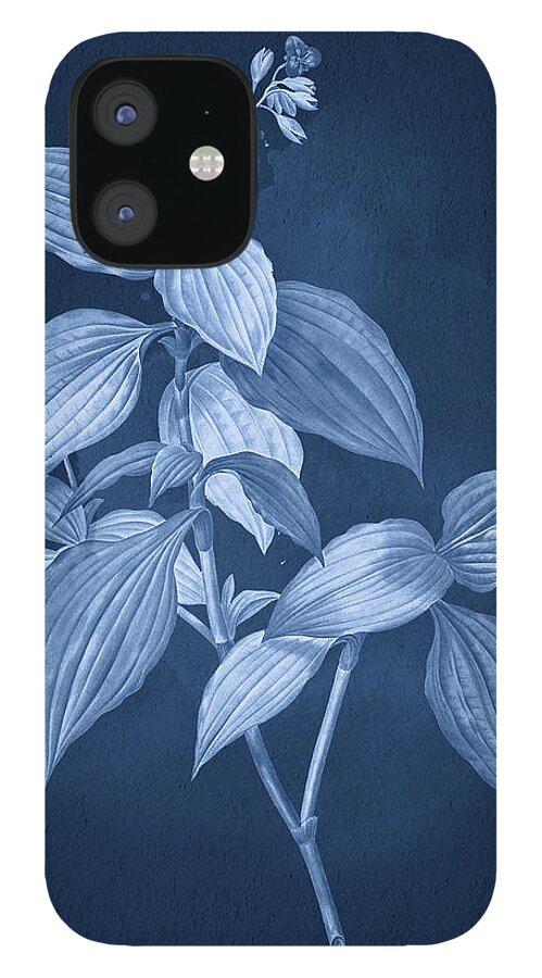 Digital iPhone 12 Case featuring the digital art Botanical Cyanotype Series No. One by Linda Lee Hall