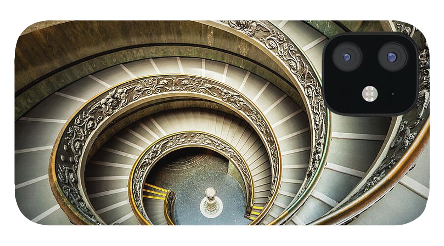 Bramante Staircase iPhone 12 Case featuring the photograph Bramante Spiral Staircase Vatican City by Neale And Judith Clark
