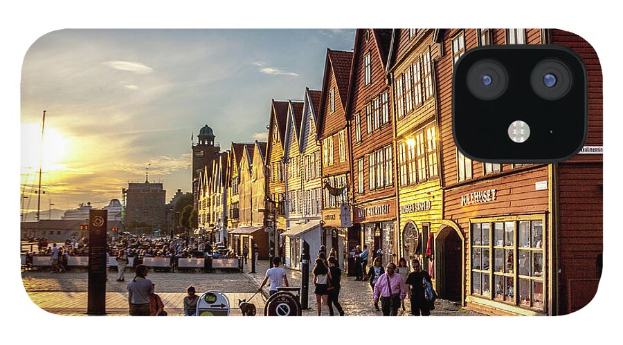 Town iPhone 12 Case featuring the photograph Bryggen's Wharf by W Chris Fooshee