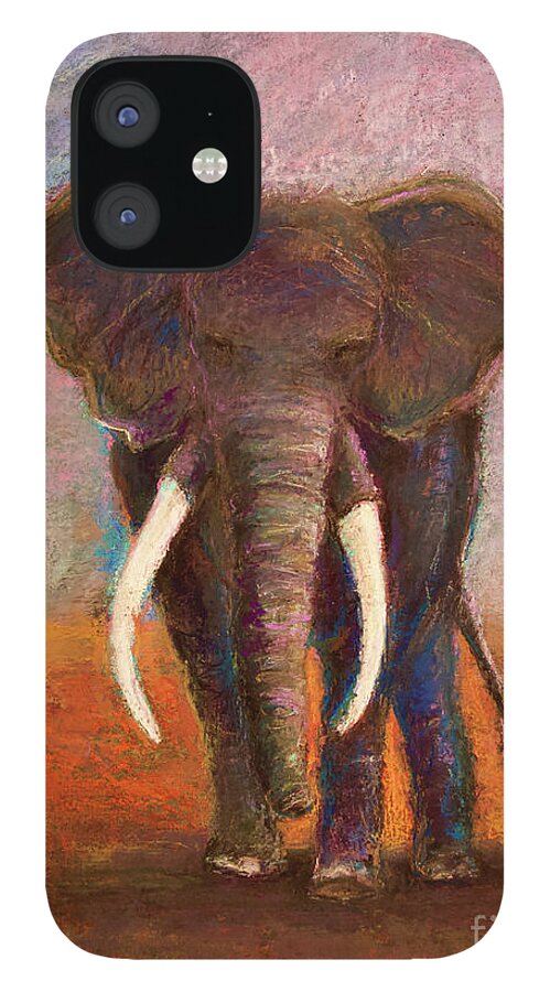 Bull Elephant iPhone 12 Case featuring the painting Bull by Joyce Guariglia