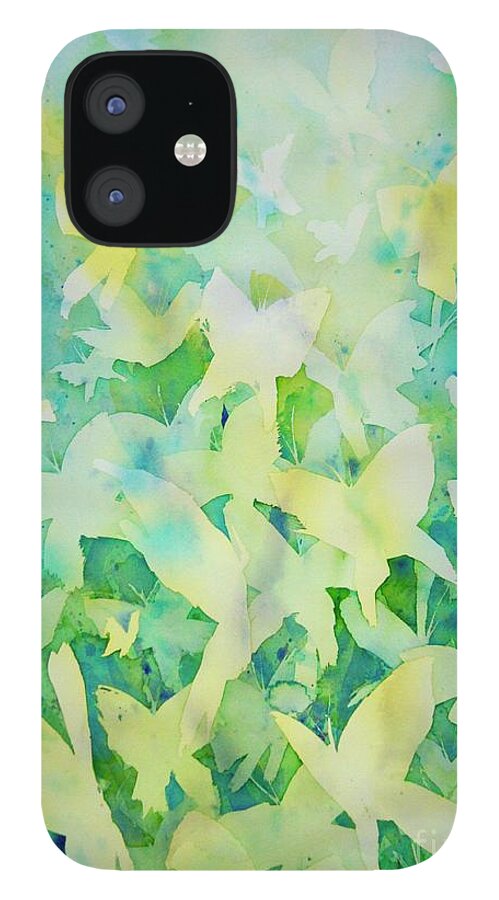 Watercolor iPhone 12 Case featuring the painting Butterfly Kaleidoscope X by Liana Yarckin