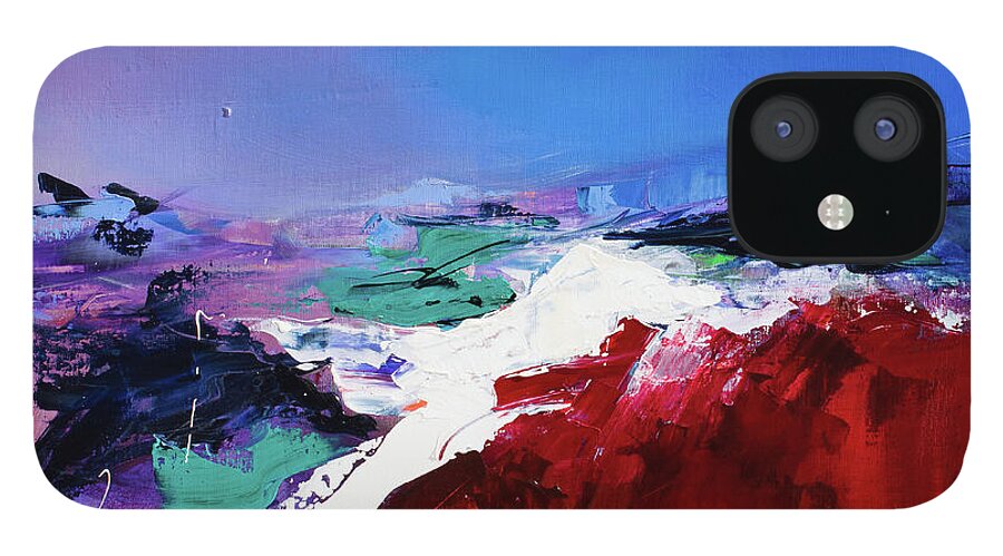 Abstract iPhone 12 Case featuring the painting Call of the Canyon by Elise Palmigiani