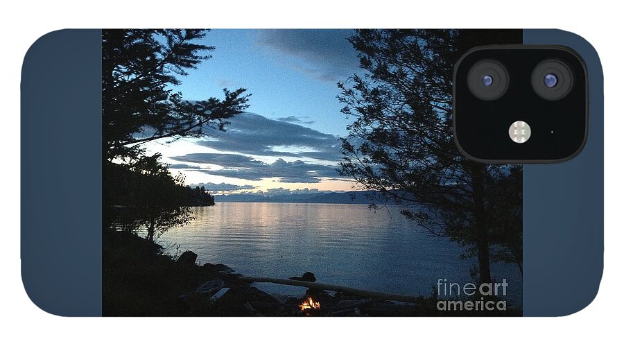  iPhone 12 Case featuring the photograph Campfire on the point by Eric Haines