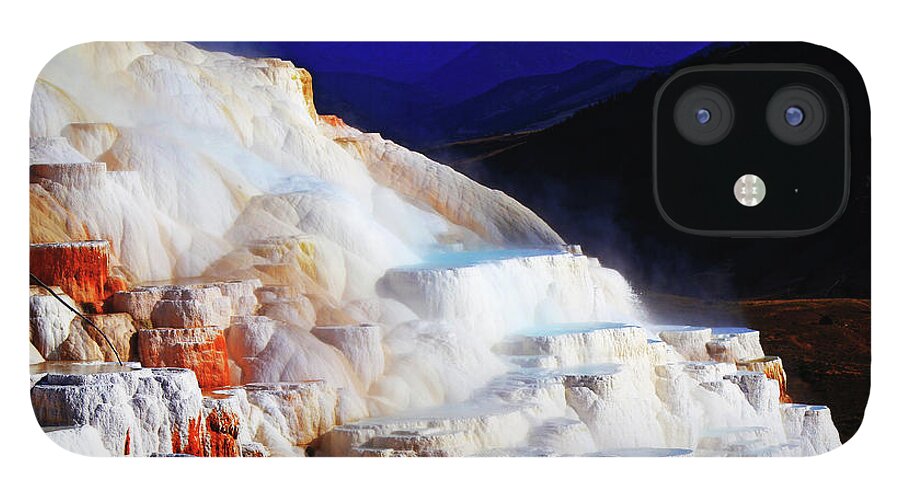 Canary Spring iPhone 12 Case featuring the photograph Canary Spring in Yellowstone by Shixing Wen