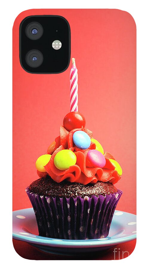 Childrens iPhone 12 Case featuring the photograph Candy covered chocolate cupcake by Milleflore Images