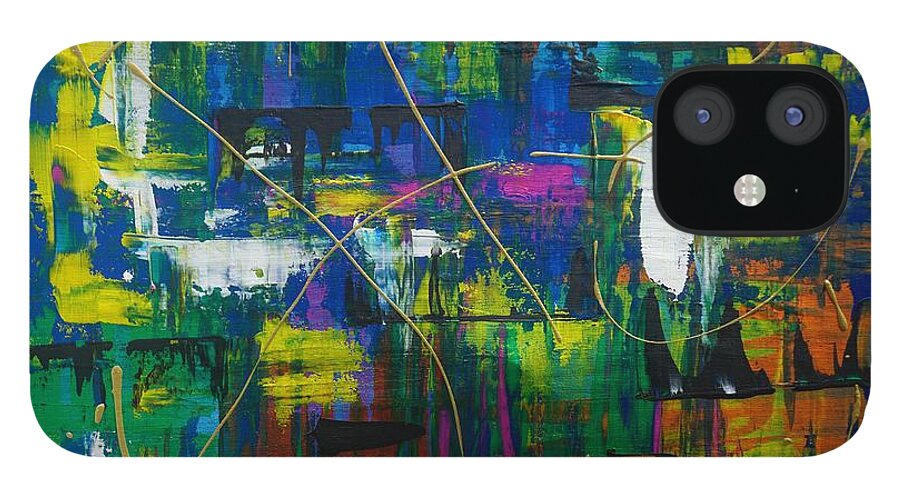 Abstract iPhone 12 Case featuring the painting Carousel by Jimmy Clark