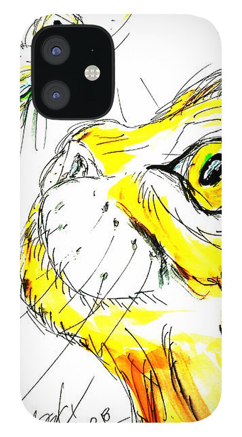 Cat iPhone 12 Case featuring the mixed media Cat Bug Stare down by Brent Knippel