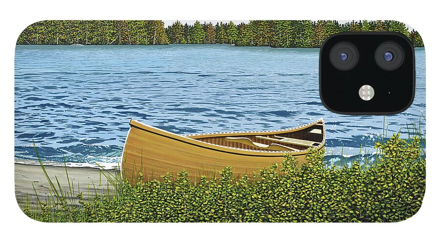 Landscapes iPhone 12 Case featuring the painting Cedar Canoe by Kenneth M Kirsch