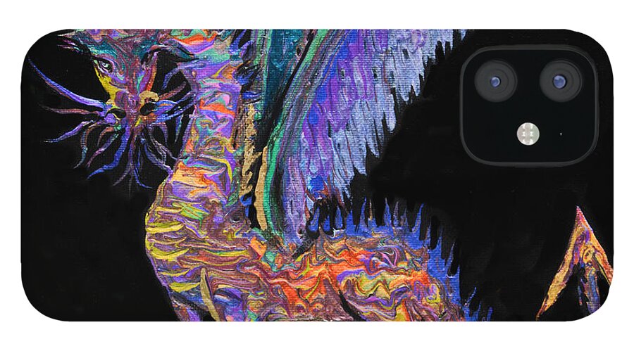Dragon Winged Dragon Colorful Dragon iPhone 12 Case featuring the painting Celtic Dragon 7121 by Priscilla Batzell Expressionist Art Studio Gallery