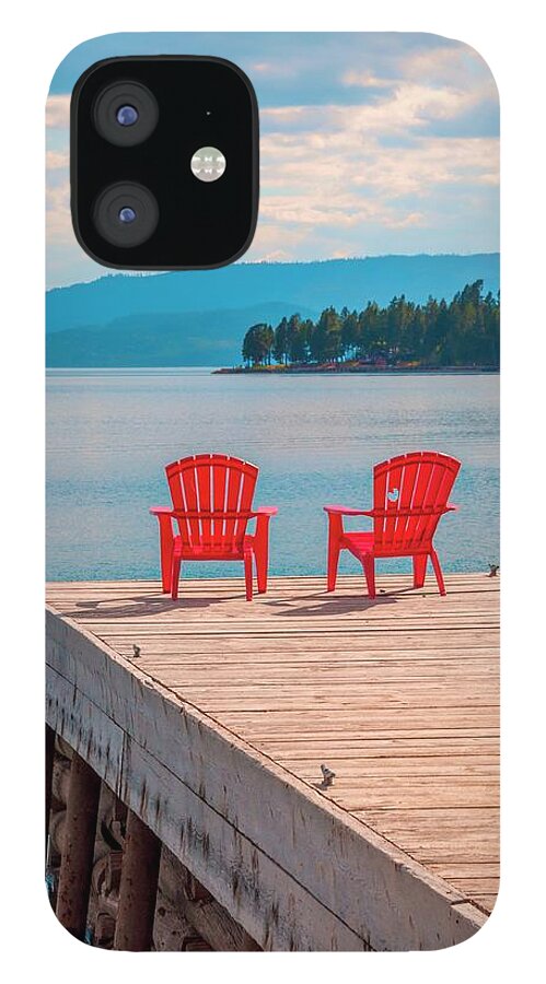 Red iPhone 12 Case featuring the photograph Chairs Waiting For You by Pamela Dunn-Parrish