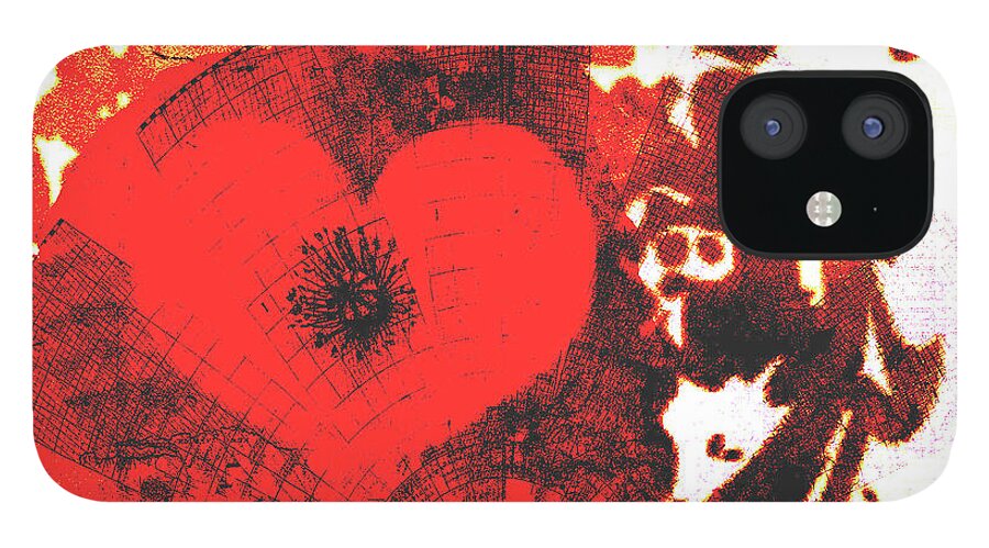 Heart iPhone 12 Case featuring the mixed media Chaotic Heart by Moira Law