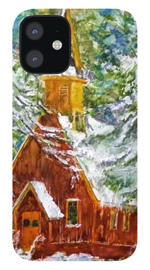 Church iPhone 12 Case featuring the painting Chapel by Moonllight by Cheryl Wallace
