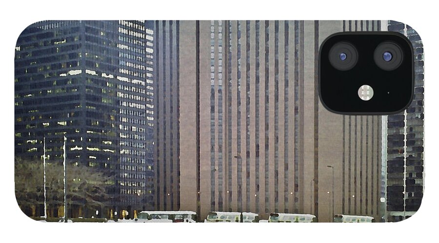 Chicago iPhone 12 Case featuring the digital art Chicago in the 80s by Peter Kraaibeek