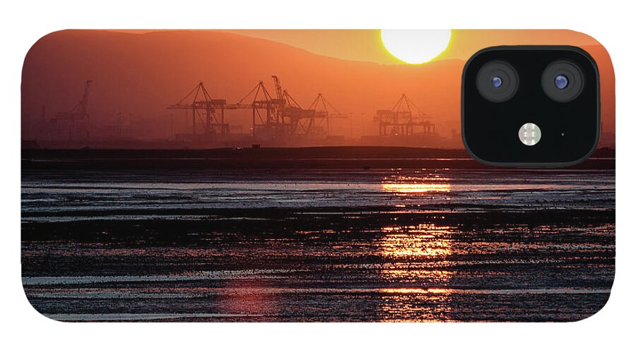 Dublin iPhone 12 Case featuring the photograph Christmas Sunset over Dublin docks by John Soffe