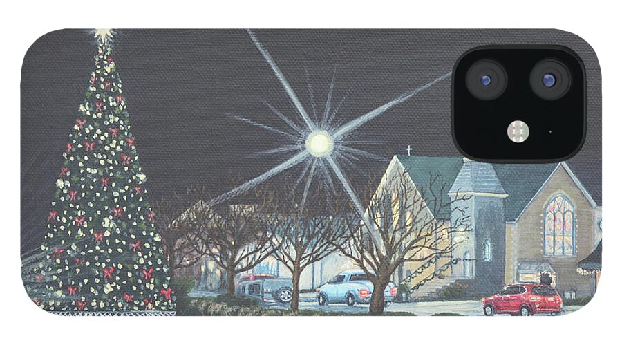 Christmastime iPhone 12 Case featuring the painting Christmastime in Leonardtown by Aicy Karbstein