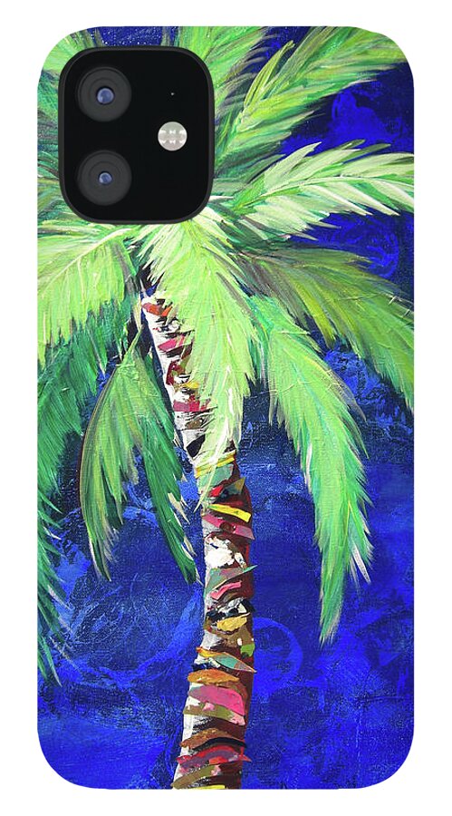 Cobalt iPhone 12 Case featuring the painting Cobalt Blue Palm II by Kristen Abrahamson