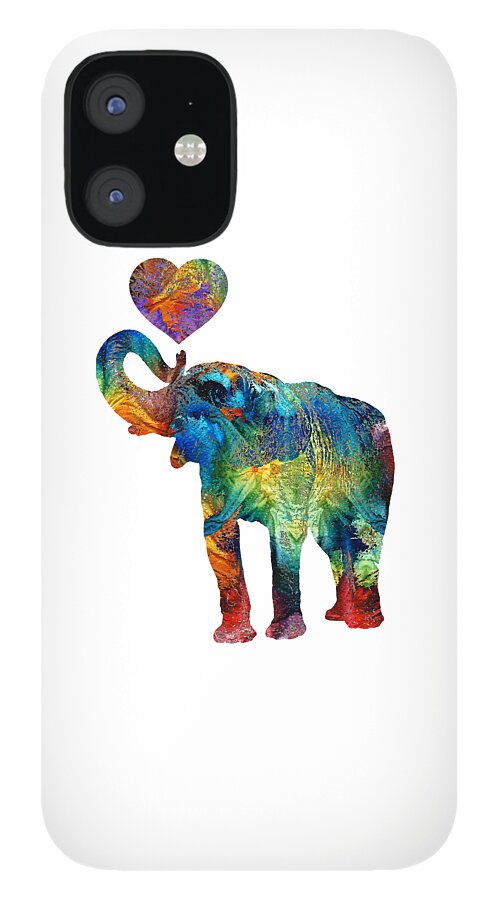 Elephant iPhone 12 Case featuring the painting Colorful Elephant Art - Elovephant - By Sharon Cummings by Sharon Cummings