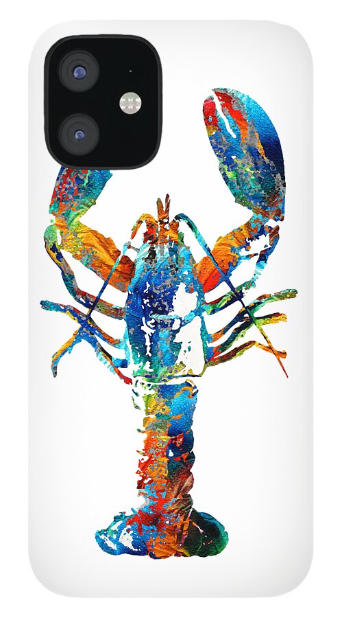 Lobster iPhone 12 Case featuring the painting Colorful Lobster Art by Sharon Cummings by Sharon Cummings