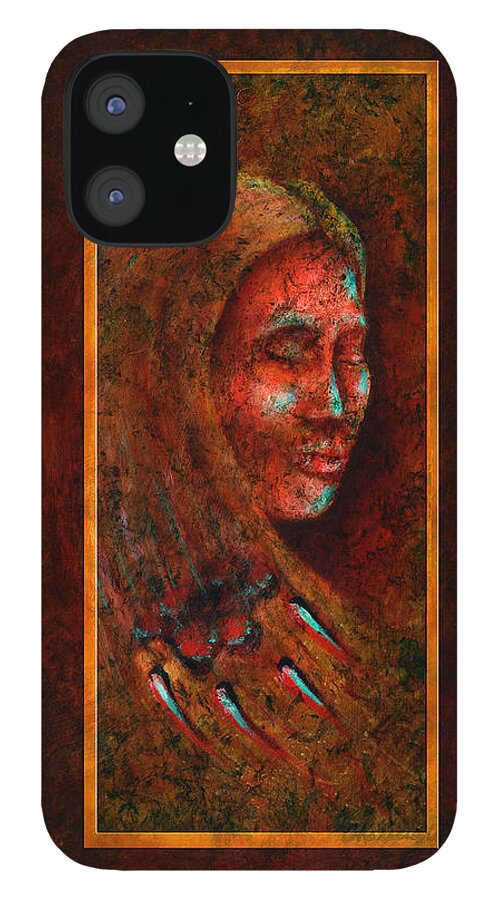 Native American iPhone 12 Case featuring the painting Coming Together I by Kevin Chasing Wolf Hutchins