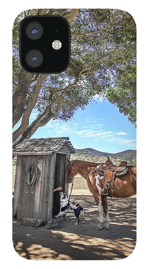 Outhouse iPhone 12 Case featuring the photograph Cowboy Gotta Go by Don Schimmel