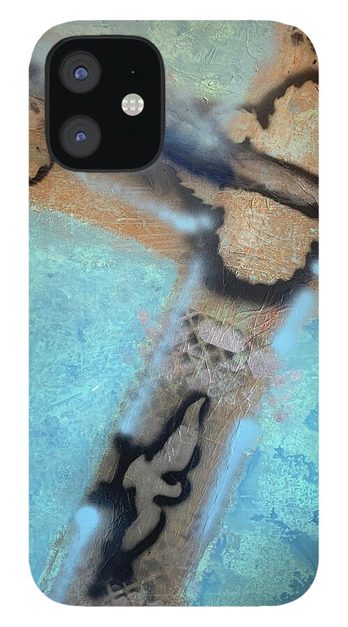 Blue iPhone 12 Case featuring the painting Creation by Leslie Porter