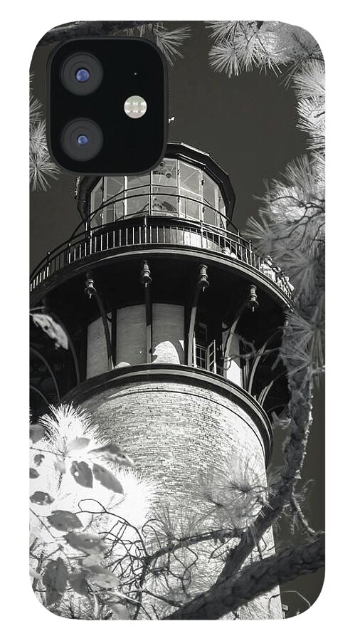 Architecture iPhone 12 Case featuring the photograph Currituck Beach Lighthouse in Infrared by Liza Eckardt