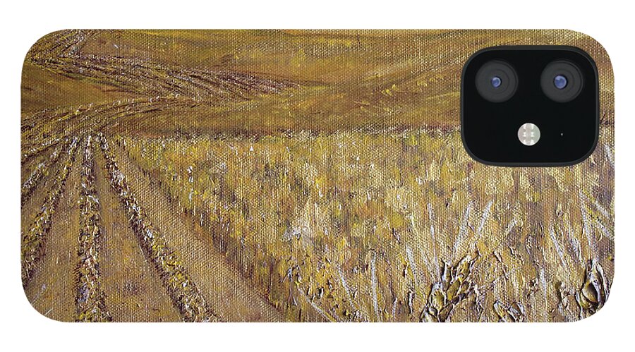 Wheat iPhone 12 Case featuring the painting Dakota Gold SOLD by Linda Donlin