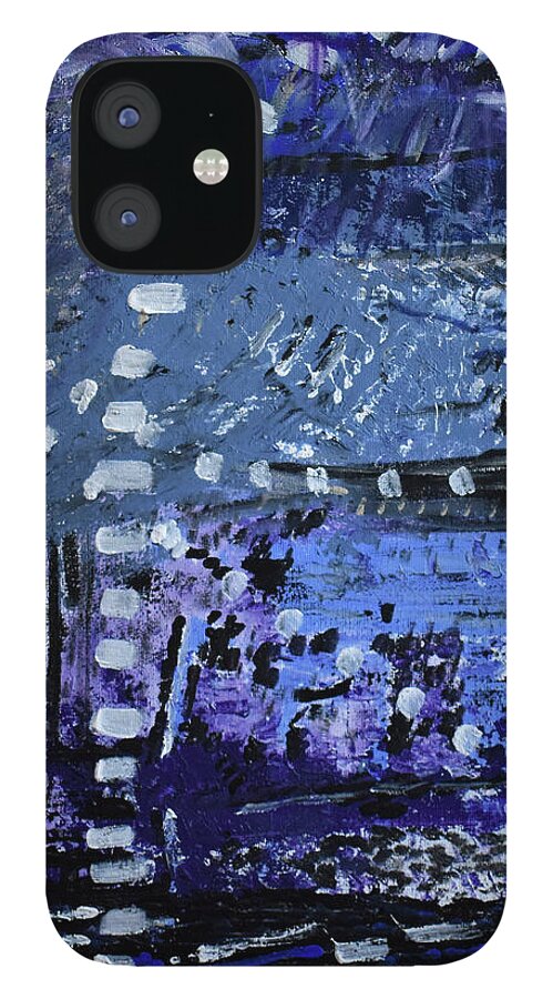 Blue iPhone 12 Case featuring the painting Dancing by the Lake by Pam O'Mara