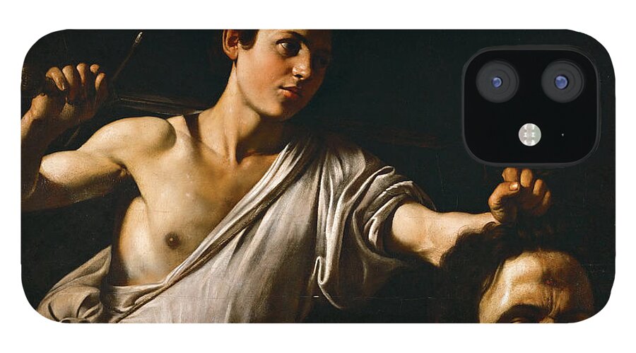 Caravaggio iPhone 12 Case featuring the painting David with the Head of Goliath, 1606-1607 by Caravaggio